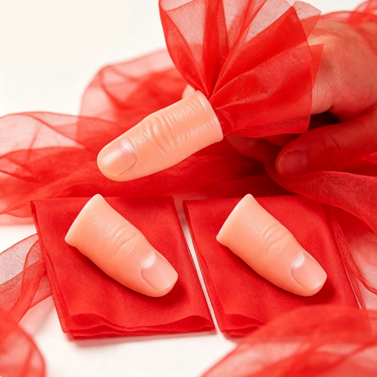 Thumb Tip Magic Trick Set - 3Sets Scarf-Vanish Thumb Tip Magic Set
