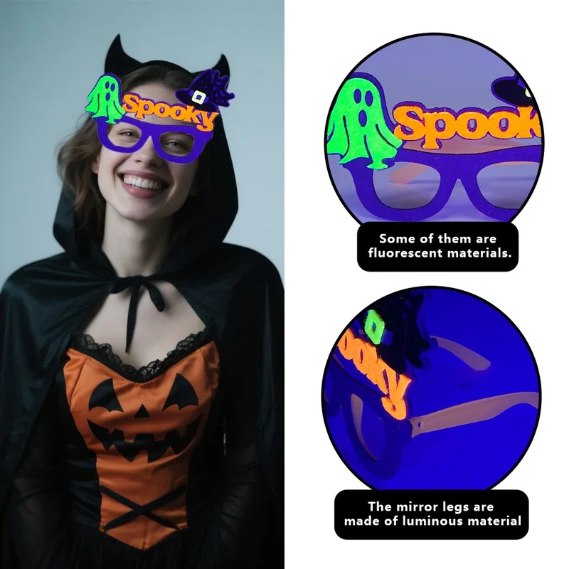 Halloween Glow In Dark Felt Gl - огляд і ціна Glow In The Dark Party Glasses
